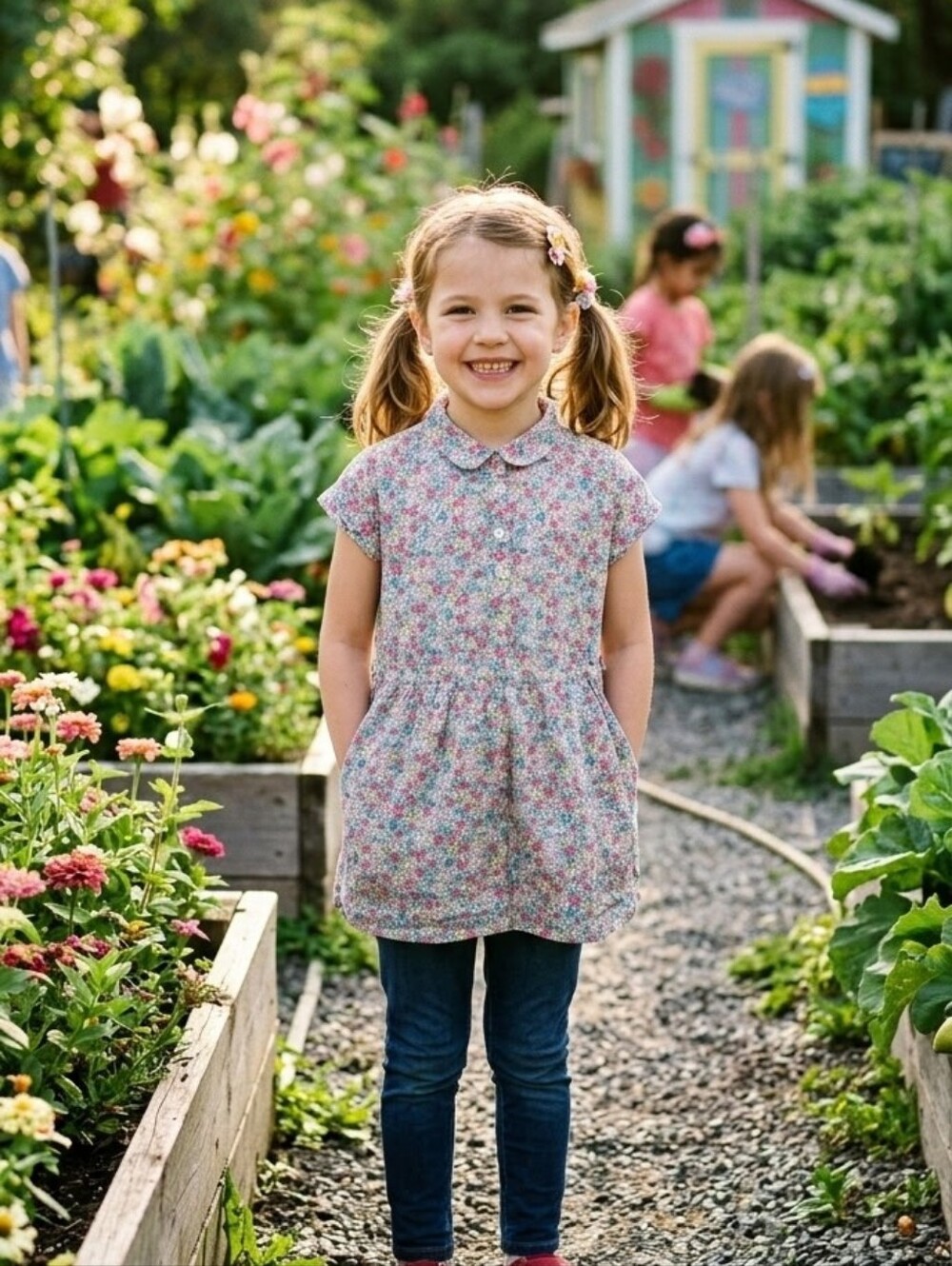 Carter’s Girls Floral Tunic Top Size 6X 100% Cotton Button Front Short Sleeve